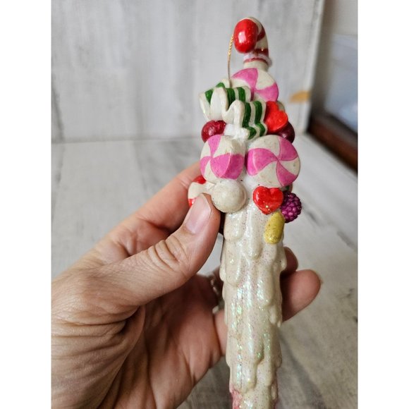 Vintage candy icicle candy cane ornament Xmas decor - Picture 7 of 9